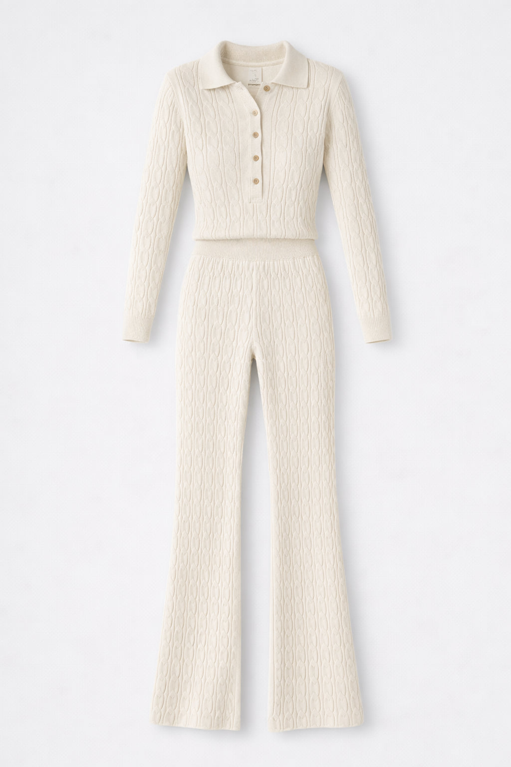 Summer Cable Flared Jumpsuit Cream