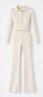 Summer Cable Flared Jumpsuit Cream