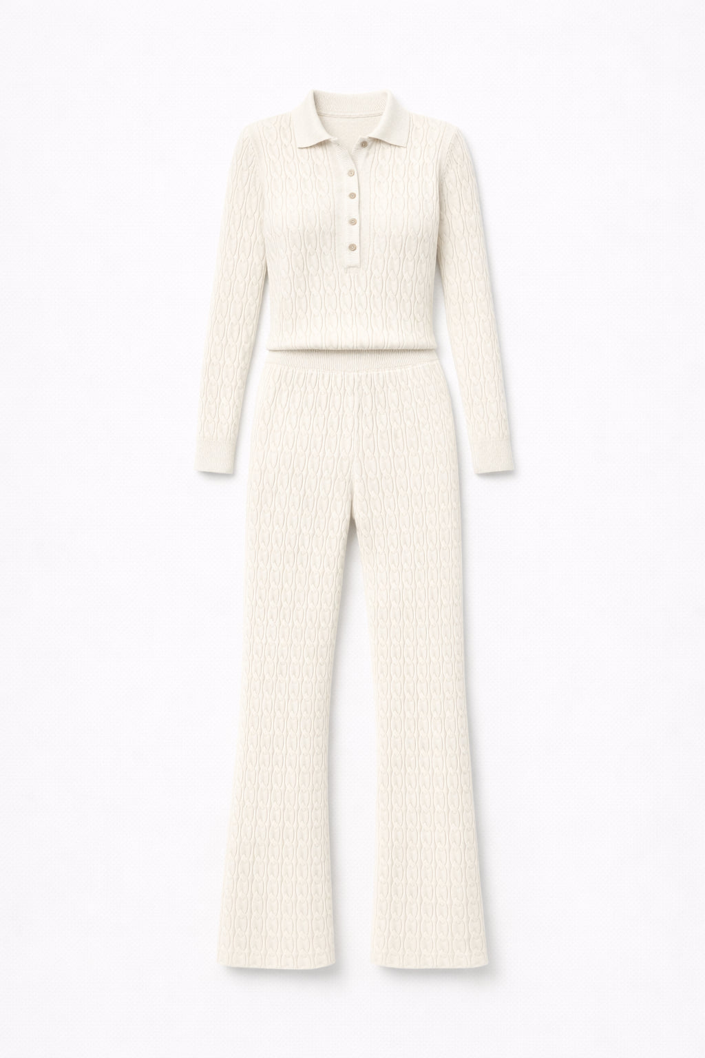 Summer Cable Flared Jumpsuit Cream