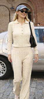 Summer Cable Flared Jumpsuit Cream