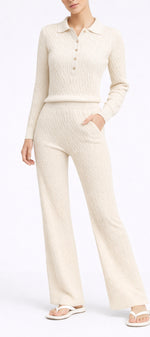 Summer Cable Flared Jumpsuit Cream