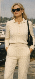 Summer Cable Flared Jumpsuit Cream