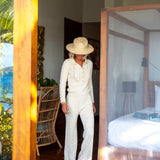 Summer Cable Flared Jumpsuit Cream