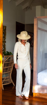 Summer Cable Flared Jumpsuit Cream