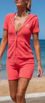 Towel Club Short Fitted Jumpsuit Red