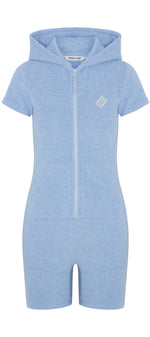 Towel Club Short Fitted Jumpsuit Light Blue Melange